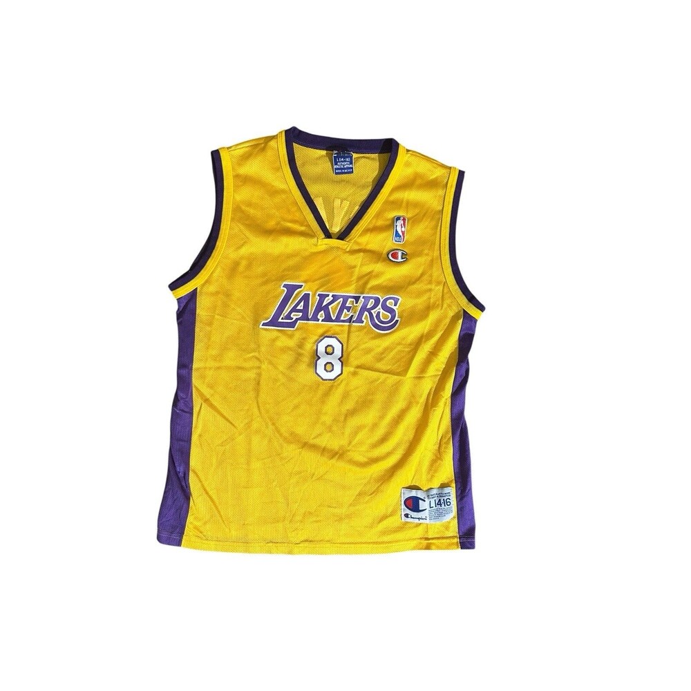 Vtg Kobe Bryant Los Angeles Lakers Champion NBA 8 Jersey YOUTH KIDS Size L 14-16